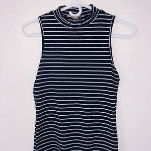 Striped Mock-neck Tank Top